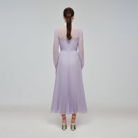 Lilac Chiffon Pussy Bow Dress