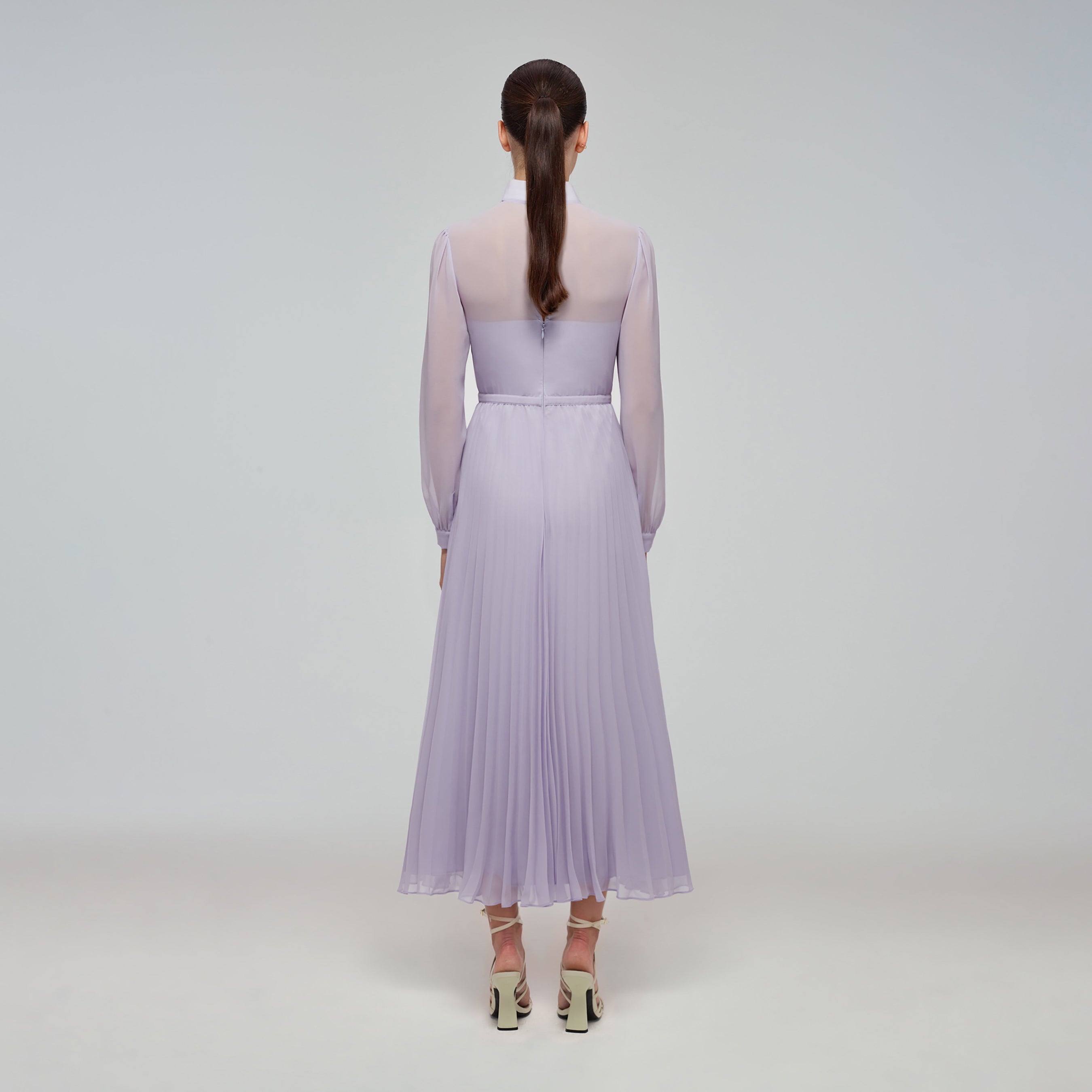 Lilac Chiffon Pussy Bow Dress