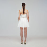 White Taffeta Bow Mini Dress