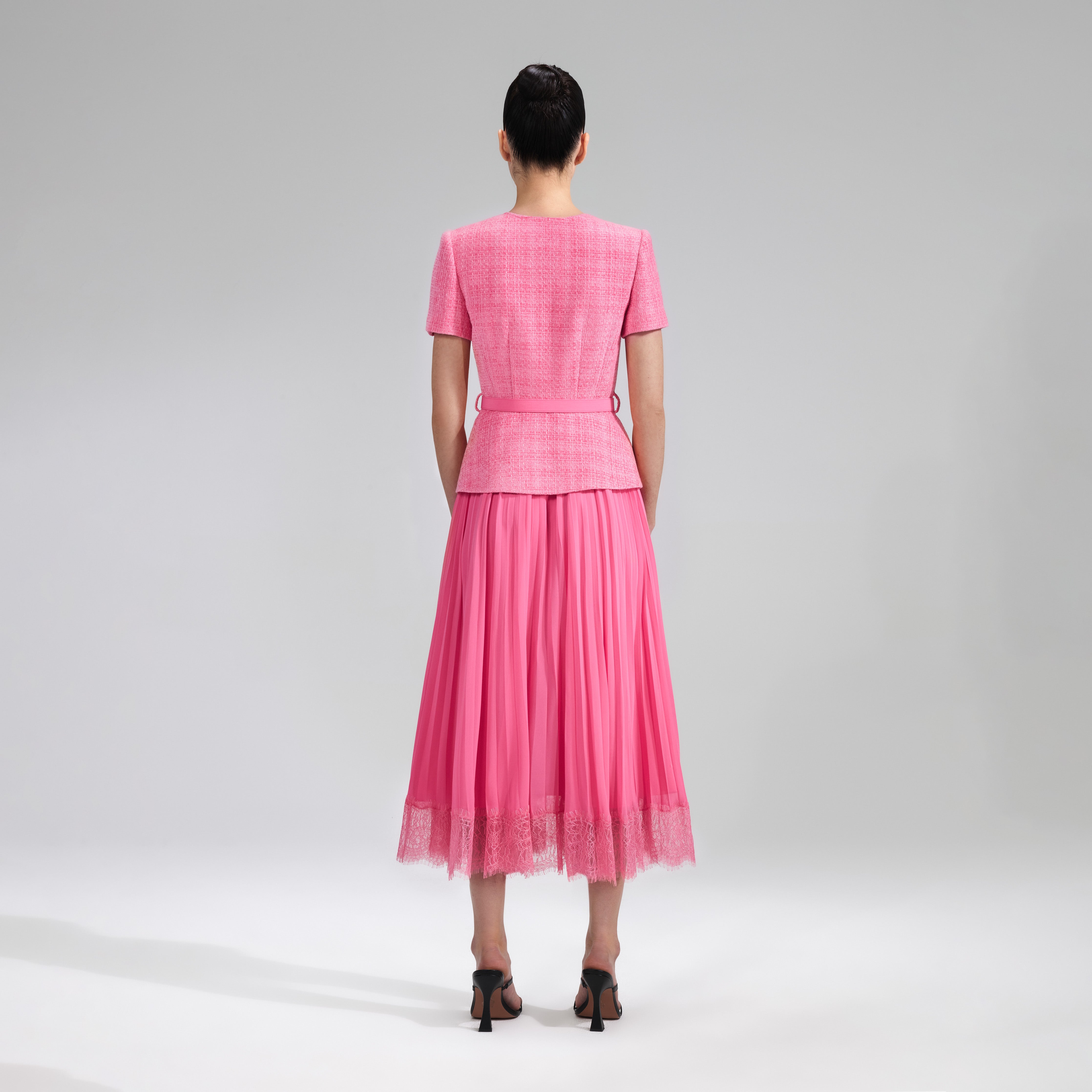 Self portrait pink chiffon midi dress outlet