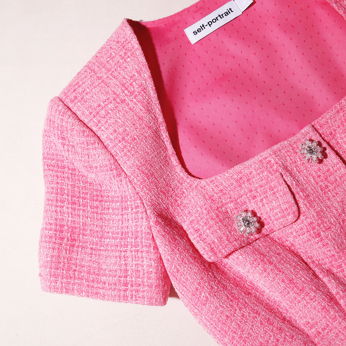 Pink Boucle Chiffon Midi Dress