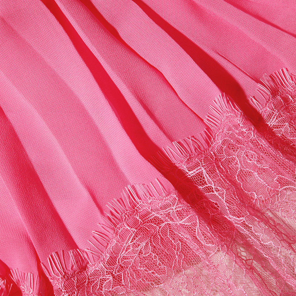 Self portrait pink chiffon midi dress hotsell
