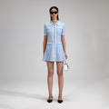Blue Lurex Knitted Mini Dress