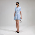 Blue Lurex Knitted Mini Dress