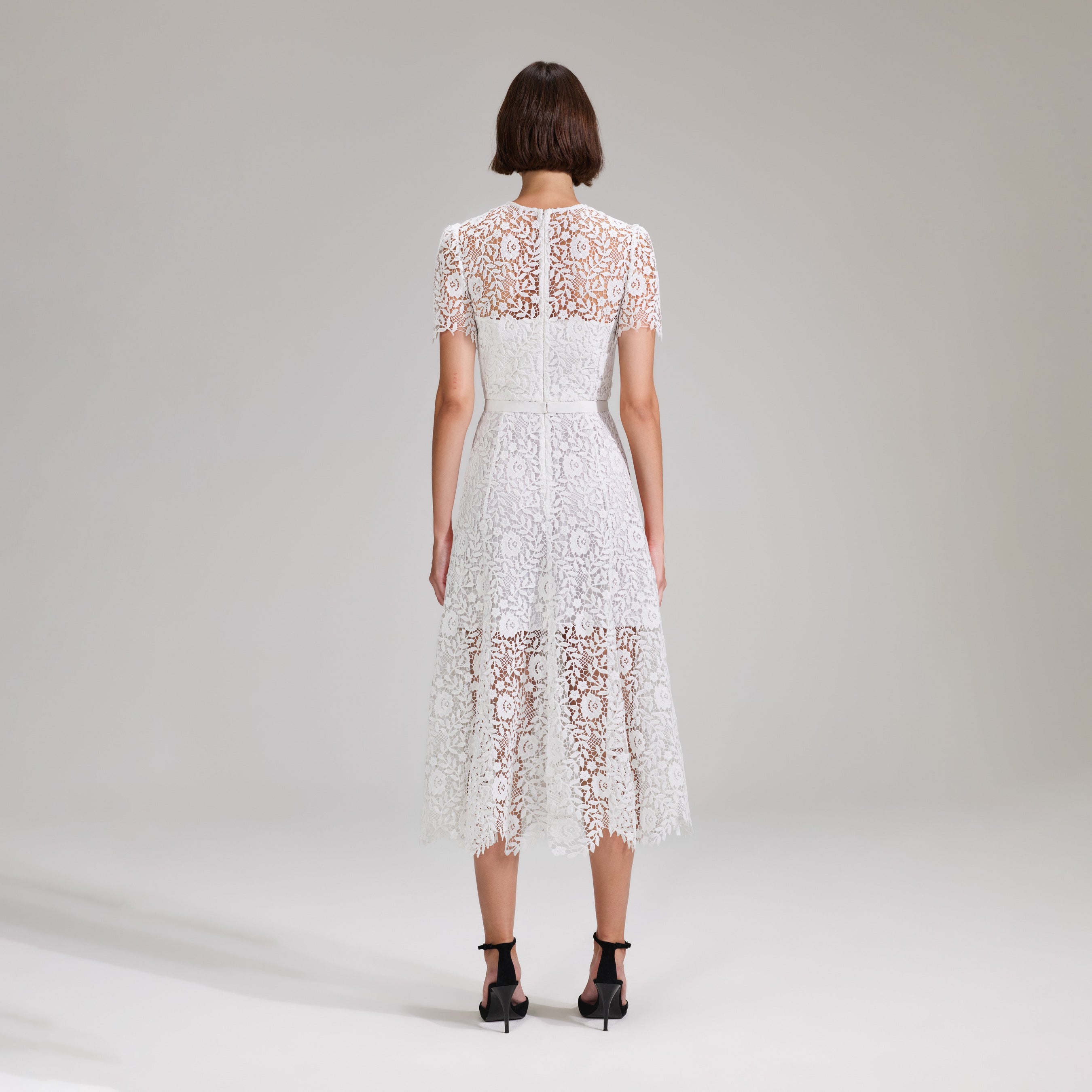 White Rose Lace Midi Dress