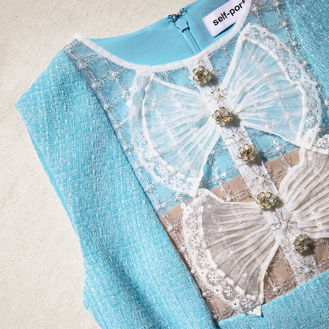 self portrait blue sequin boucle mini dress Self-portrait Mini Boucle Dress