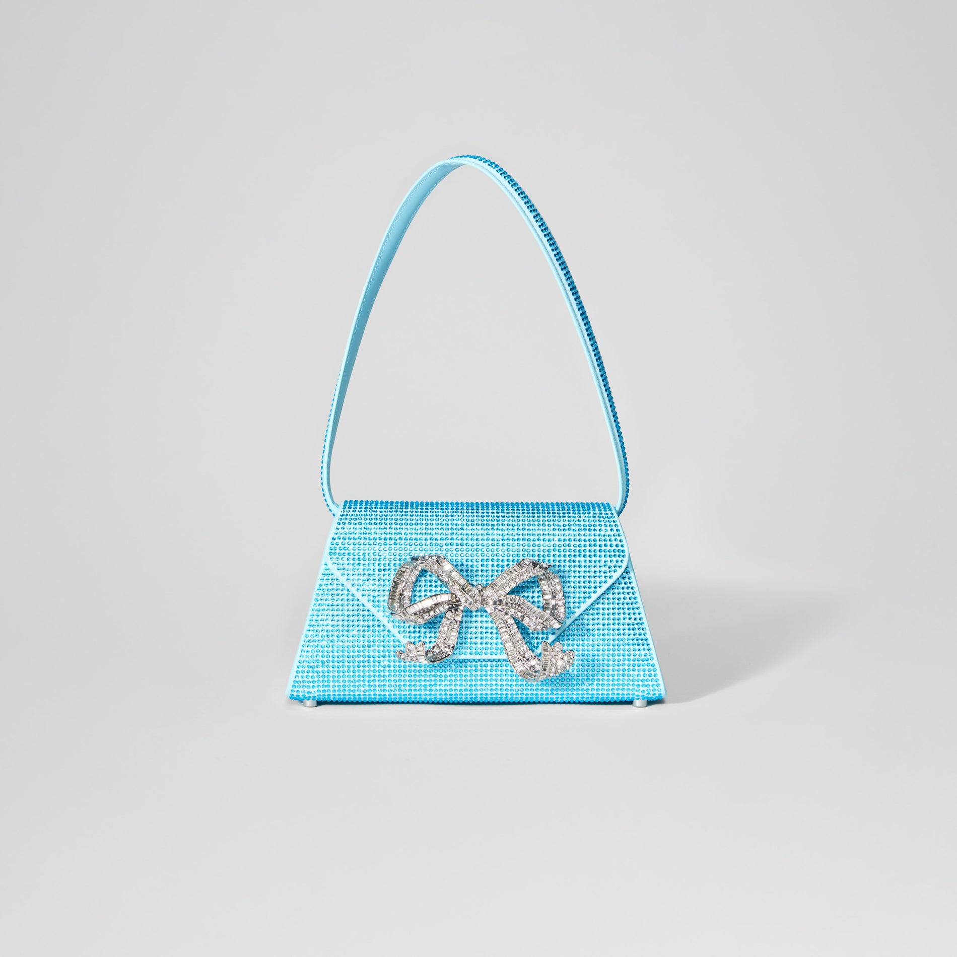 Blue Rhinestone Bow Mini Shoulder Bag
