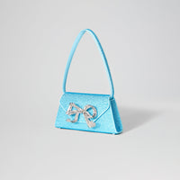 Blue Rhinestone Bow Mini Shoulder Bag