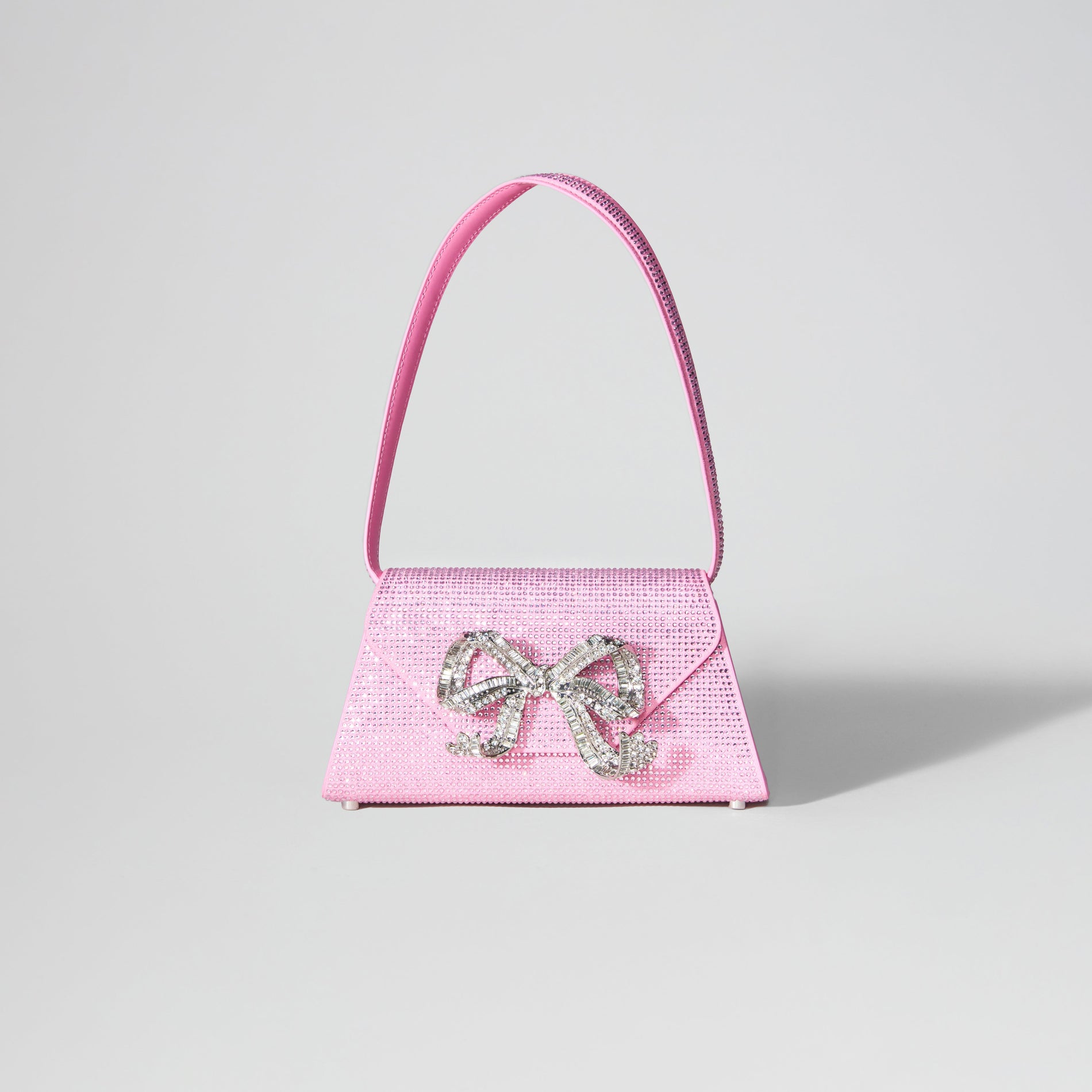 Pink Rhinestone Bow Mini Shoulder Bag