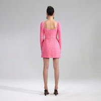 Pink Boucle Diamante Detail Mini Dress