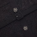 Black Guipure Lace Button Midi Dress