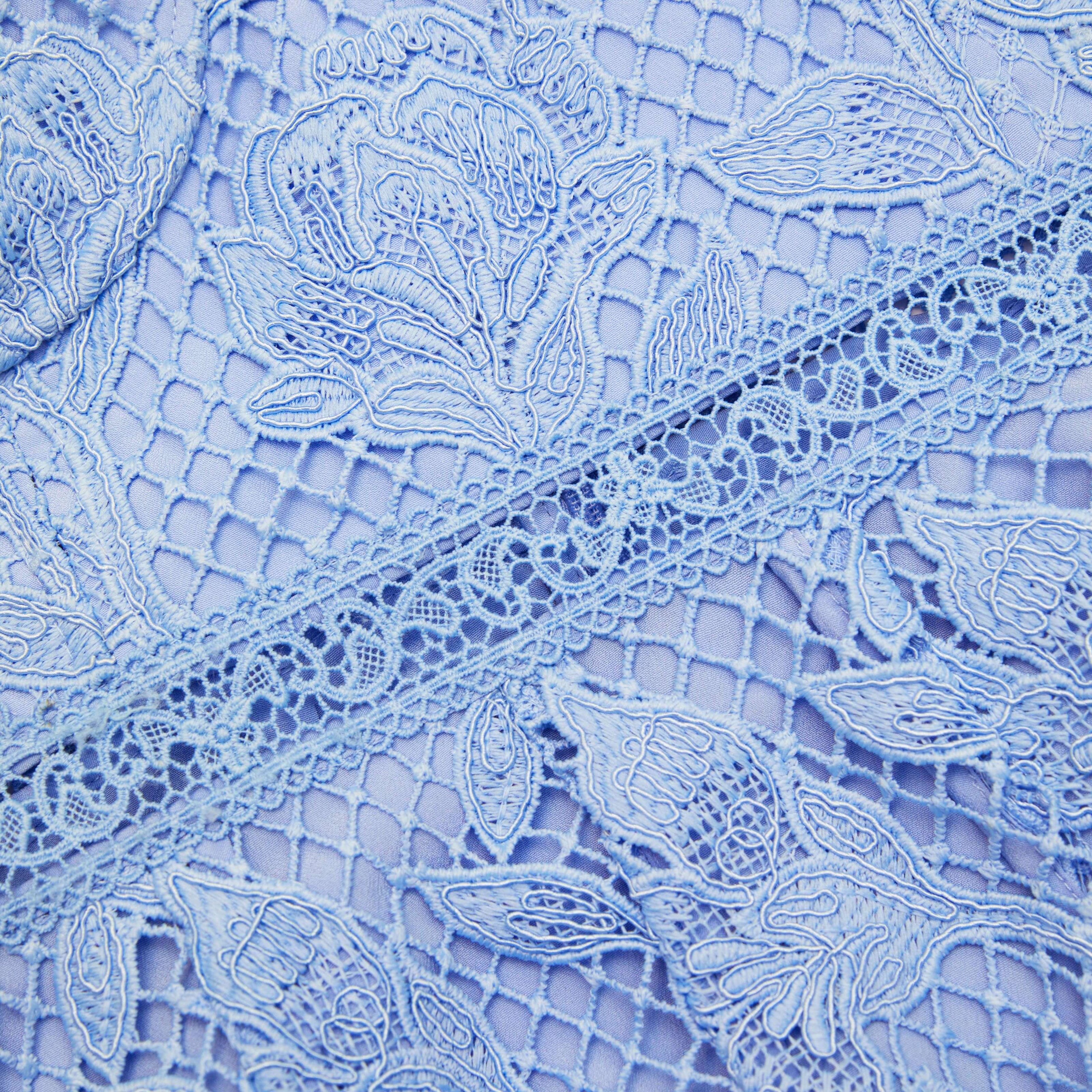 Blue Lace Midi Sweetheart Dress – self-portrait-US