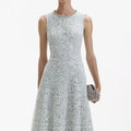 Green Cord Lace Round Neck Midi Dress