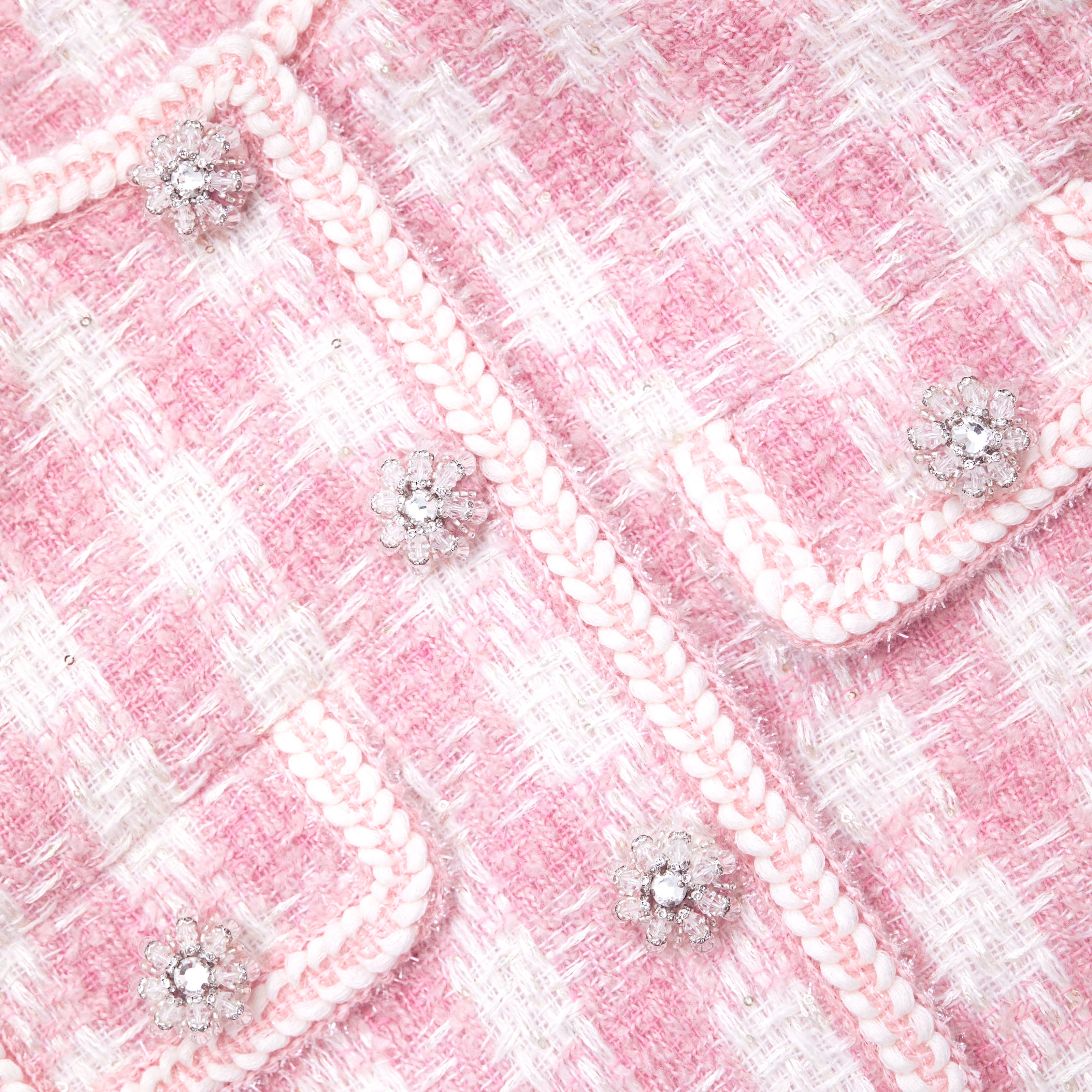 新作からSALEアイテム等お得な商品満載 Pink Check Boucle Jacket – self-portrait-US ノーカラージャケット