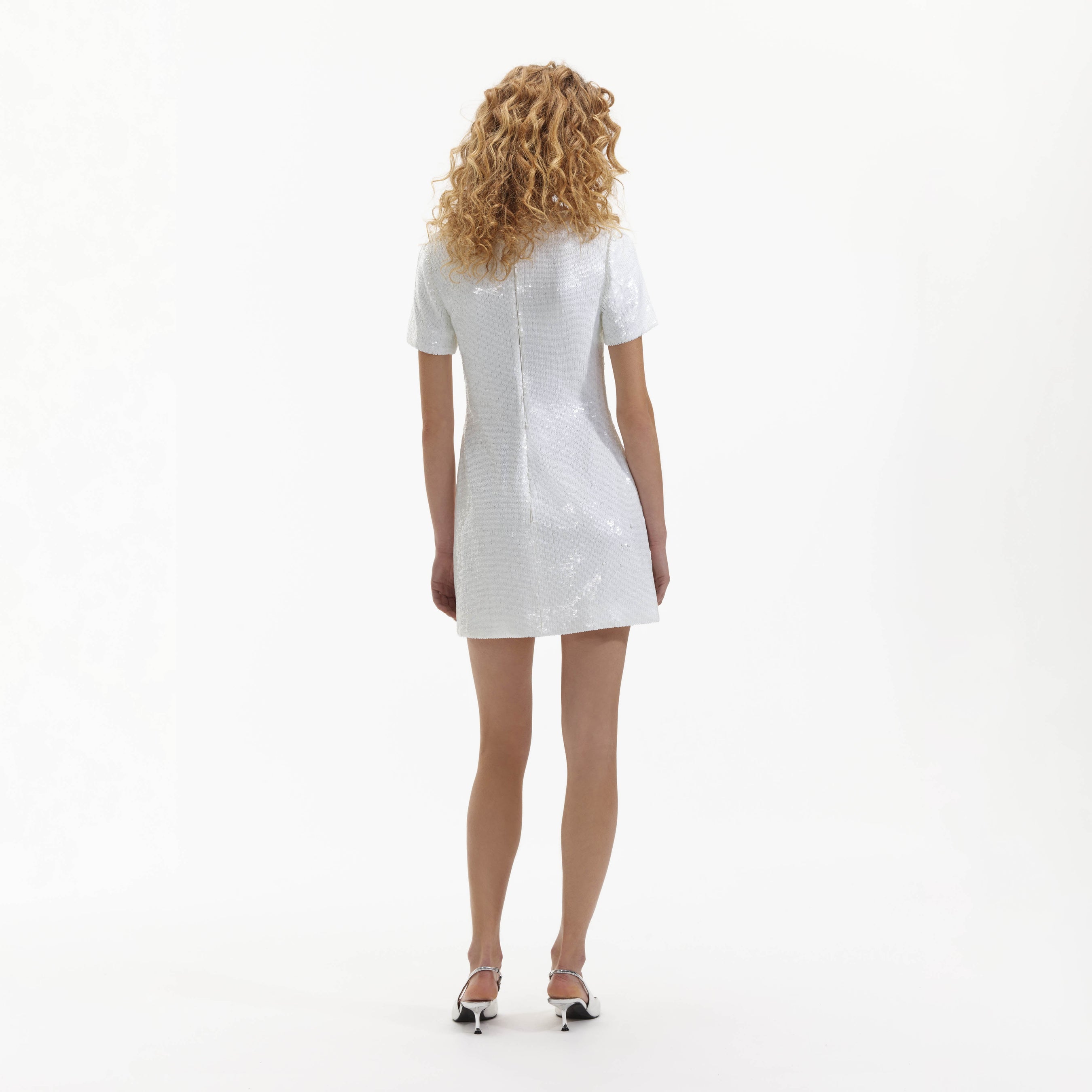 White Sequin Mini Dress