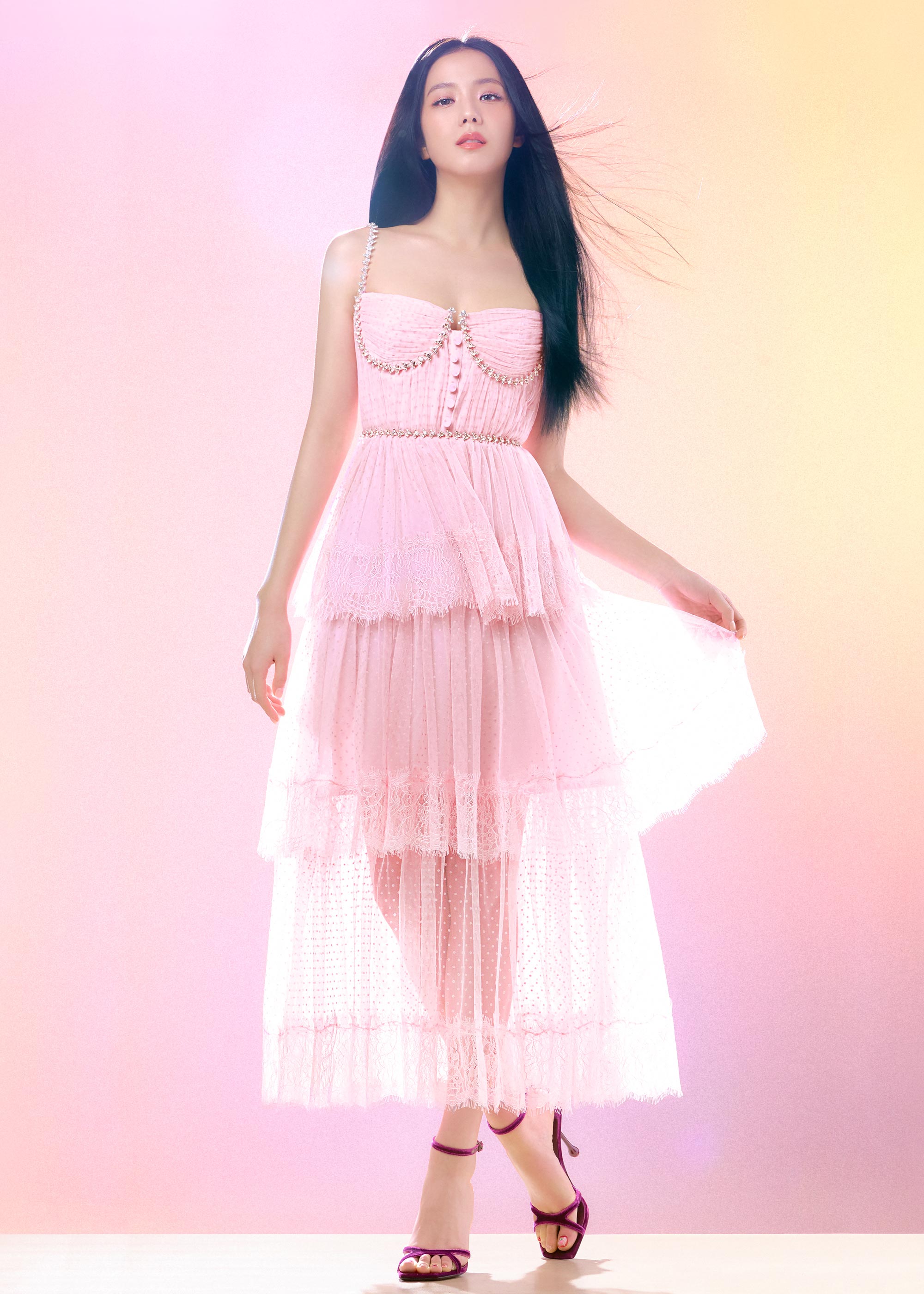 pink tiered midi dress Pink Smocked Tiered Midi Dress Quotes + Cotton large
