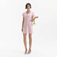Pink Sequin Knit Mini Dress – self-portrait-US