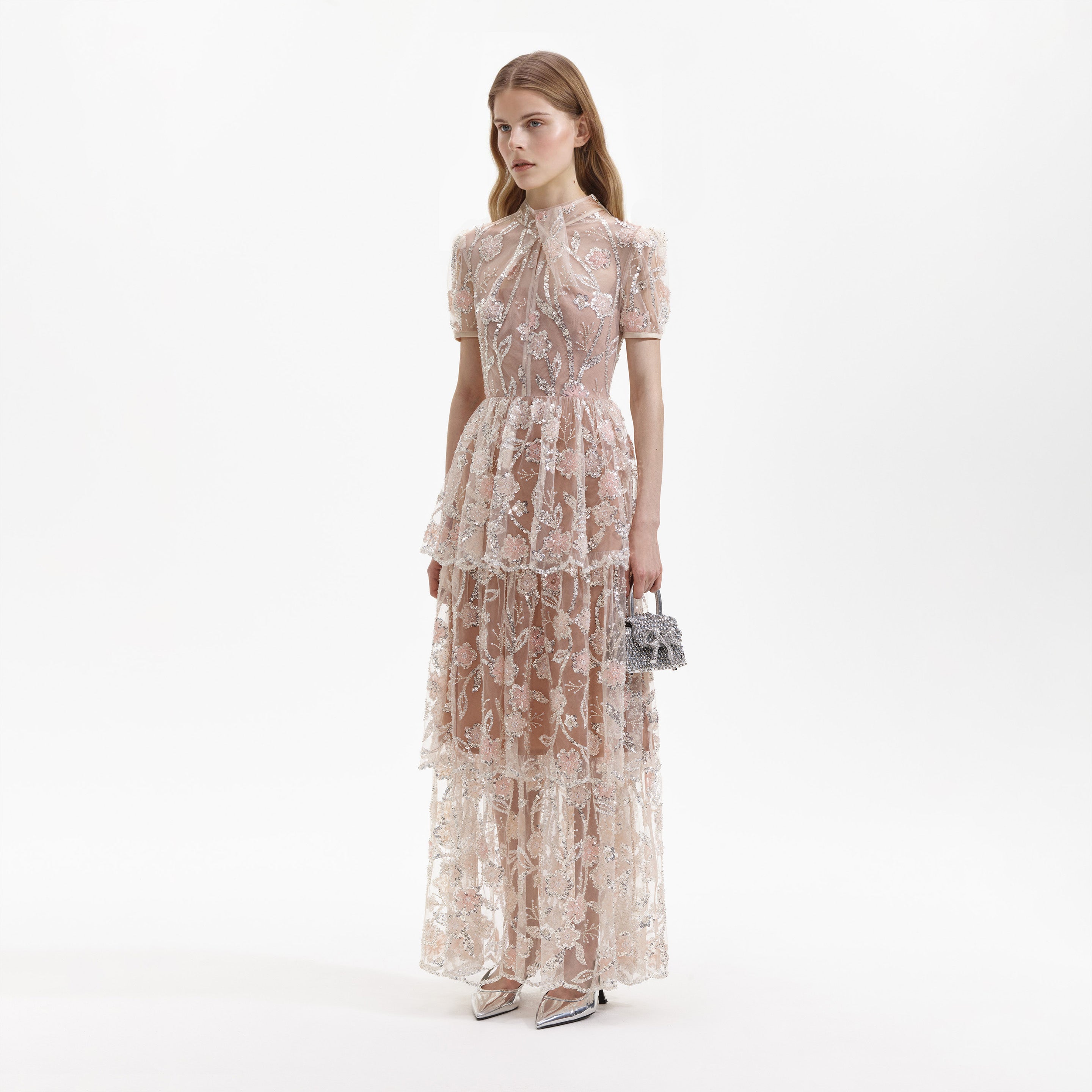 Sequin Flower Maxi Dress