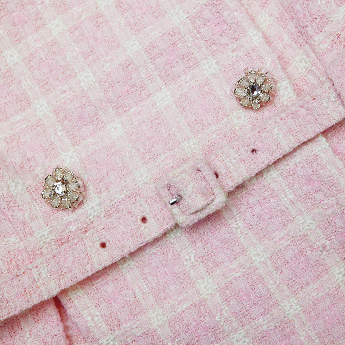 pink boucle off shoulder mini dress Boucle Off Shoulder Mini Dress
