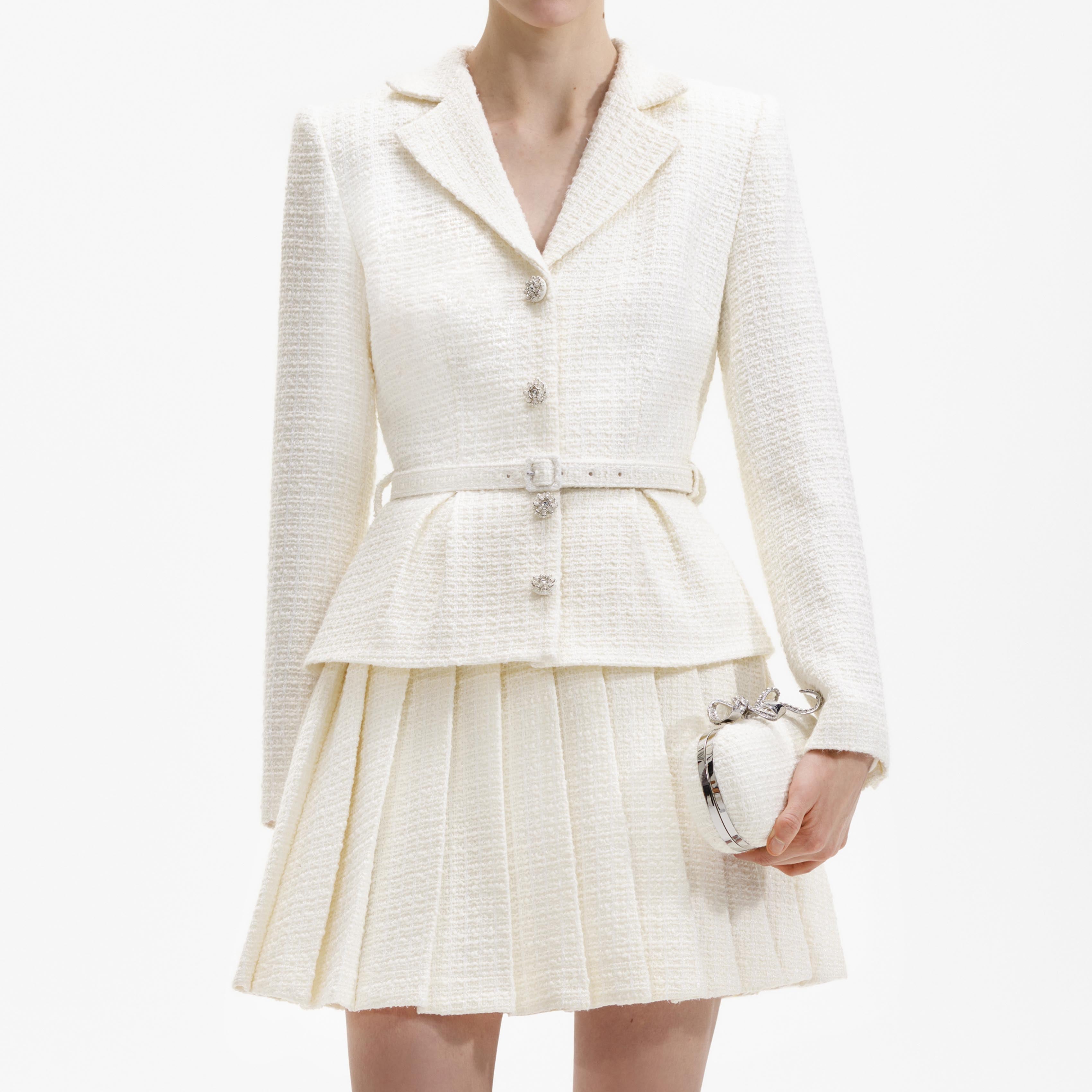 Cream Boucle Mini Jacket Dress – self-portrait-US