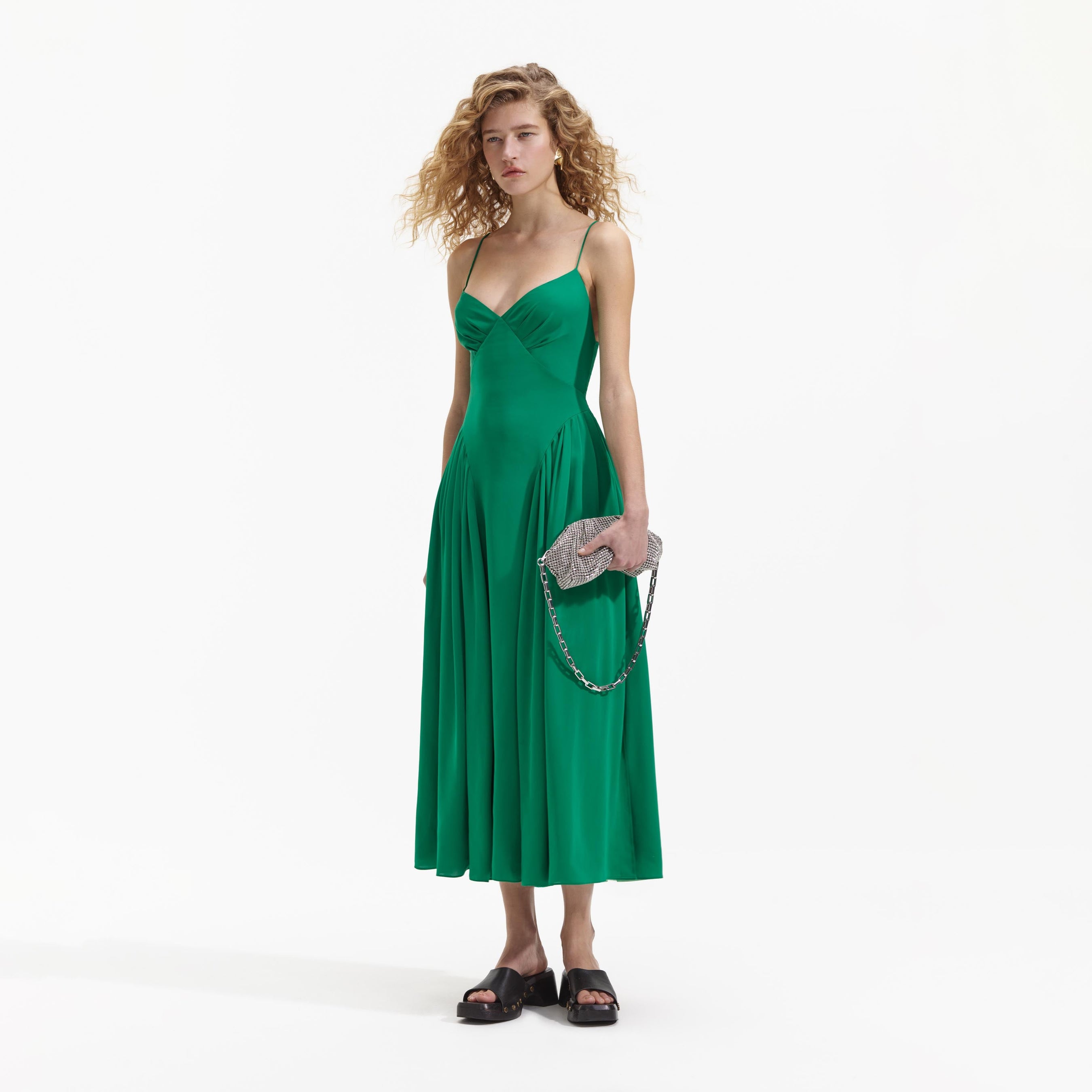 Green Strappy Midi Dress