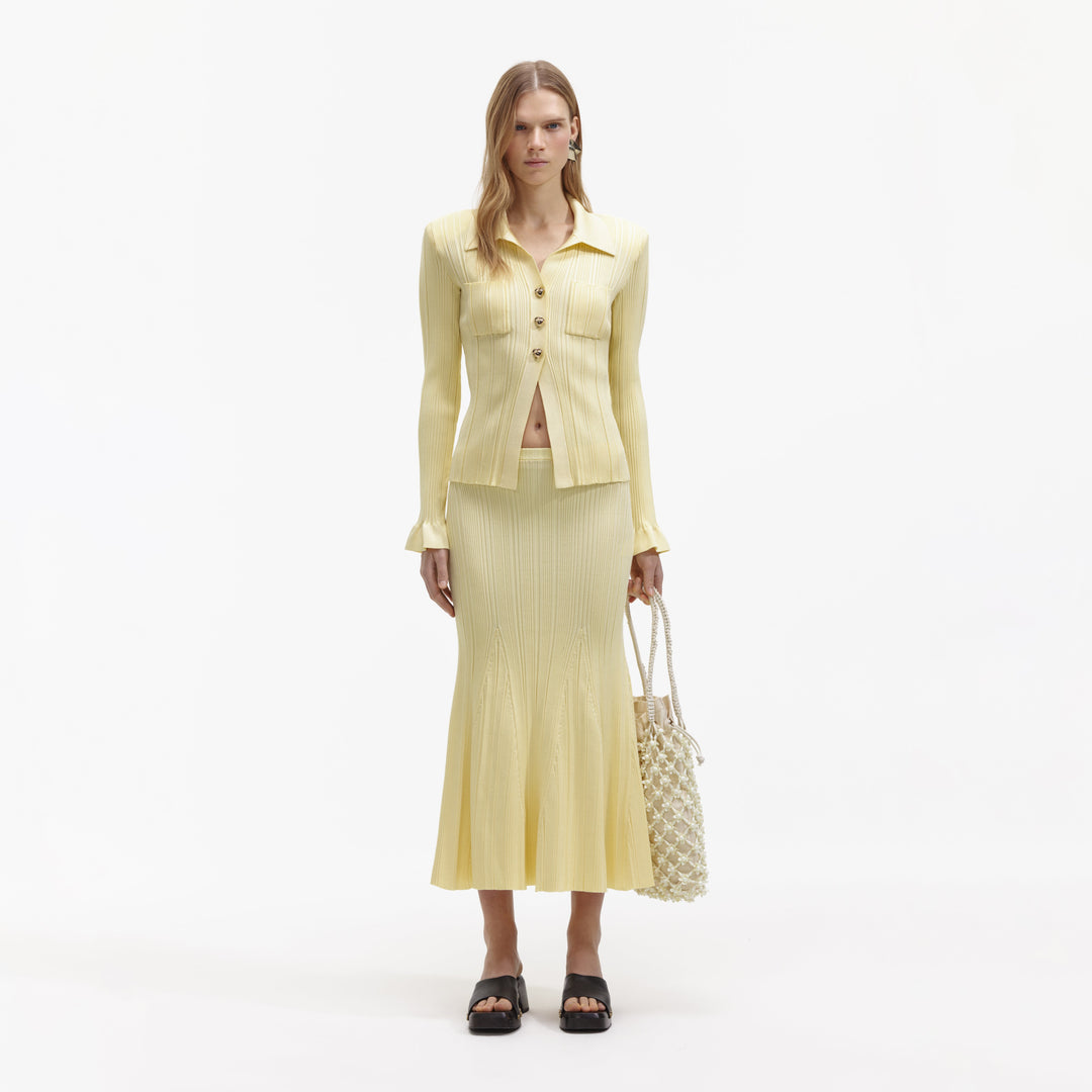 Yellow Textured Knit Skirt main image 0