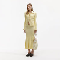 Yellow Ribbed Viscose Knit Skirt