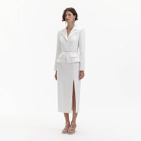 White Crepe Tailored Midi Dress