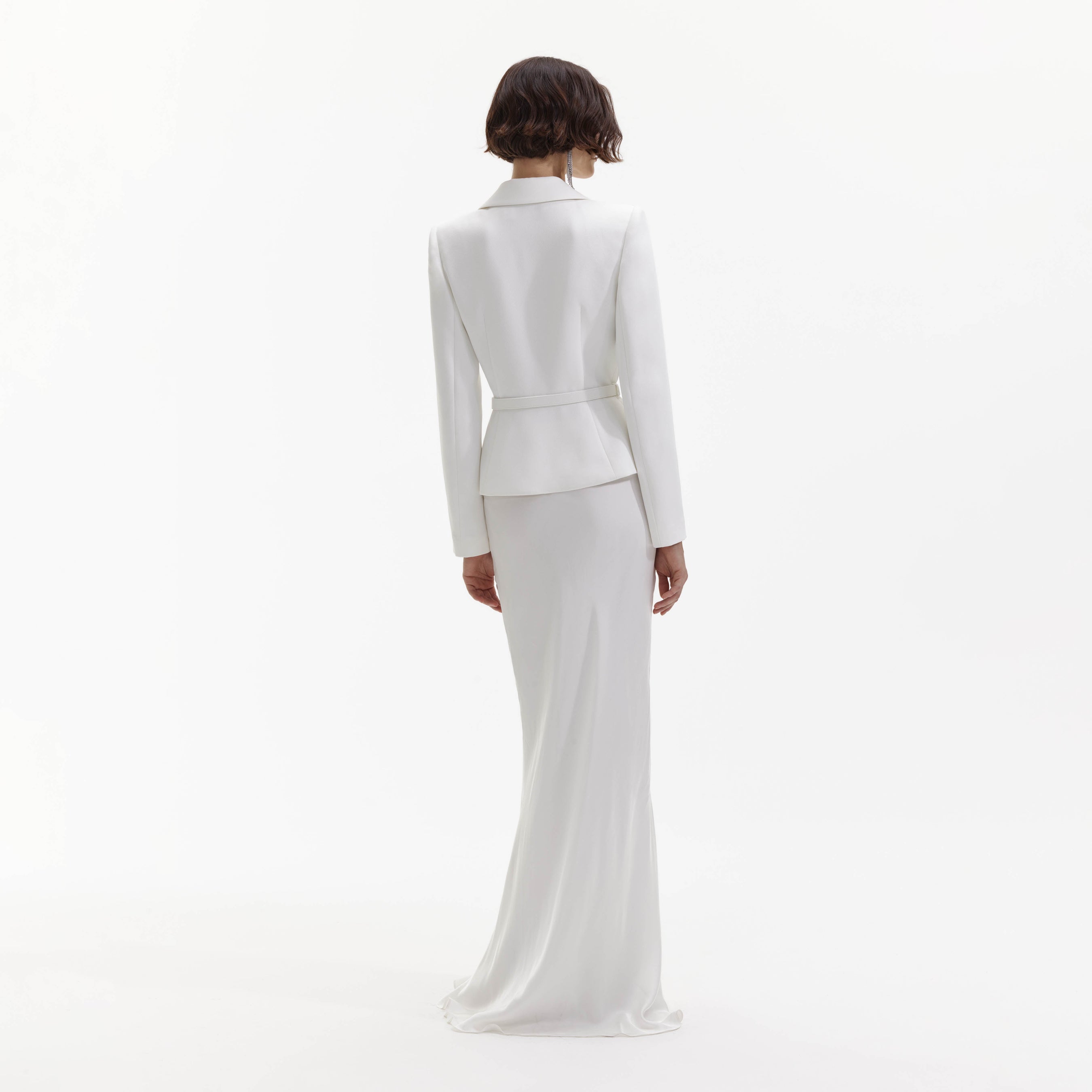 White Crepe Tailored Maxi Dress