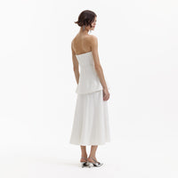 White Bandeau Crepe Midi Dress