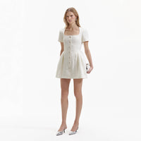 Cream Boucle Short Sleeve Mini Dress