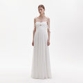 White Chiffon Flower Maxi Dress