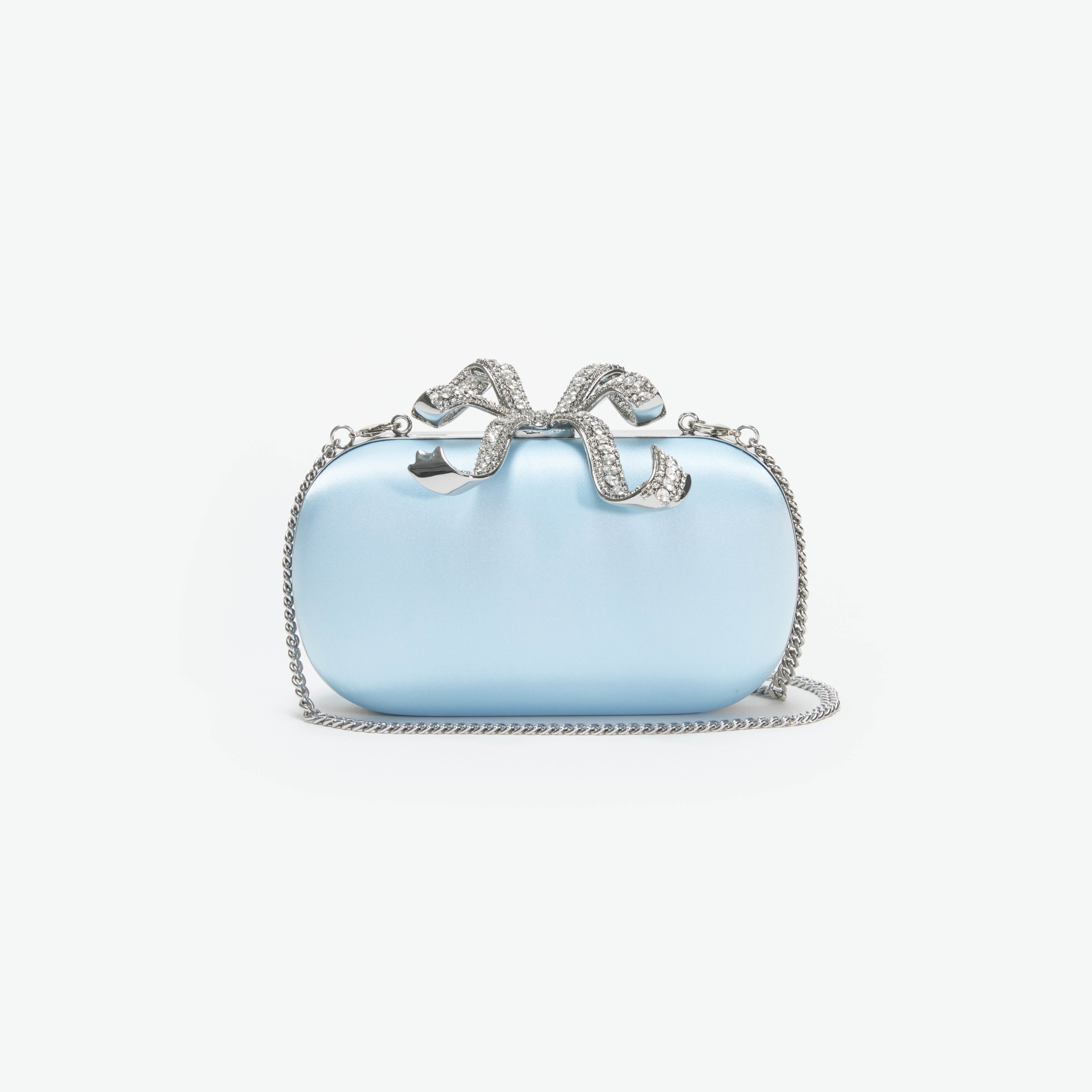 Blue Satin Bow Clutch self portrait US