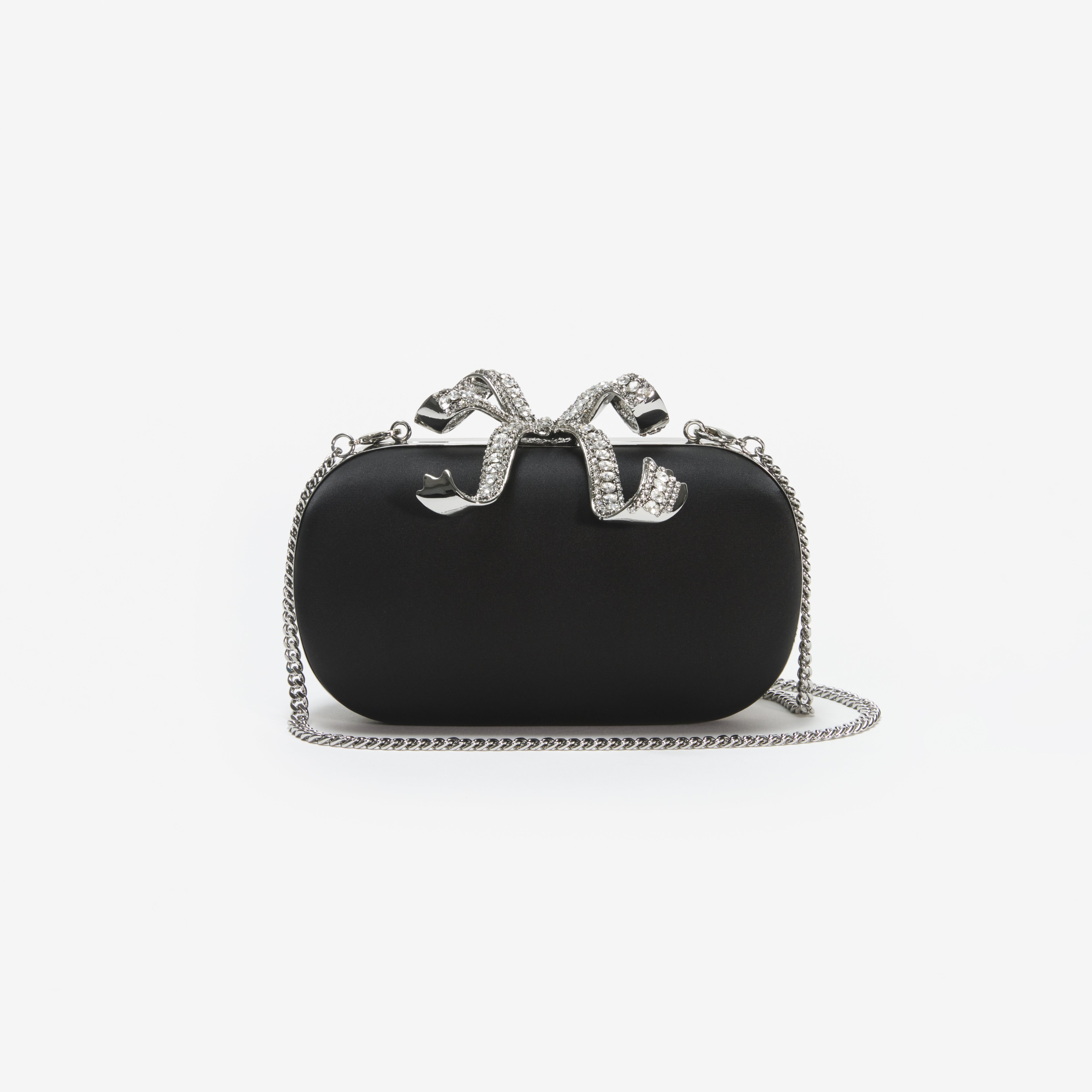 Black Satin Bow Clutch