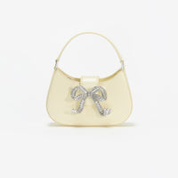 Yellow Leather Crescent Bow Bag