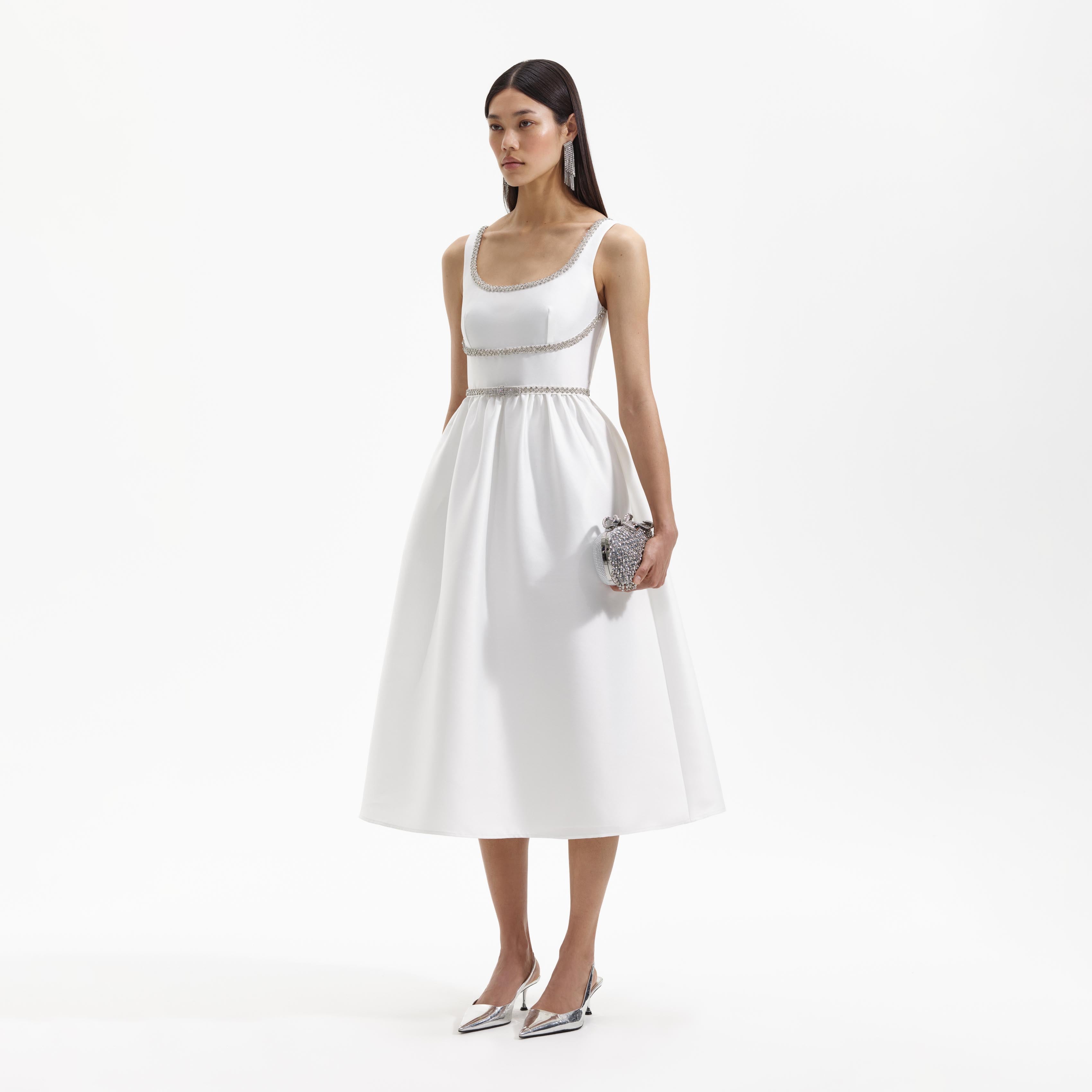 taffeta white dress size