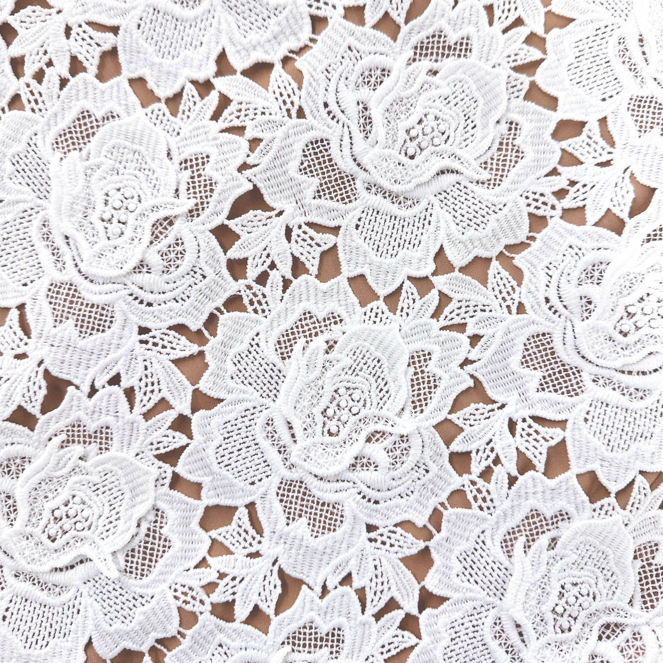 White Flower Lace Midi Dress – self-portrait-US
