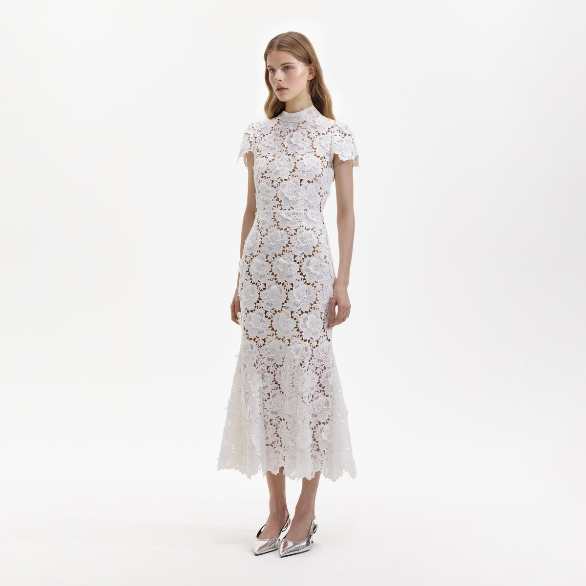 green emerald velvet dress White Floral Lace Mini Dress  self-portrait-US