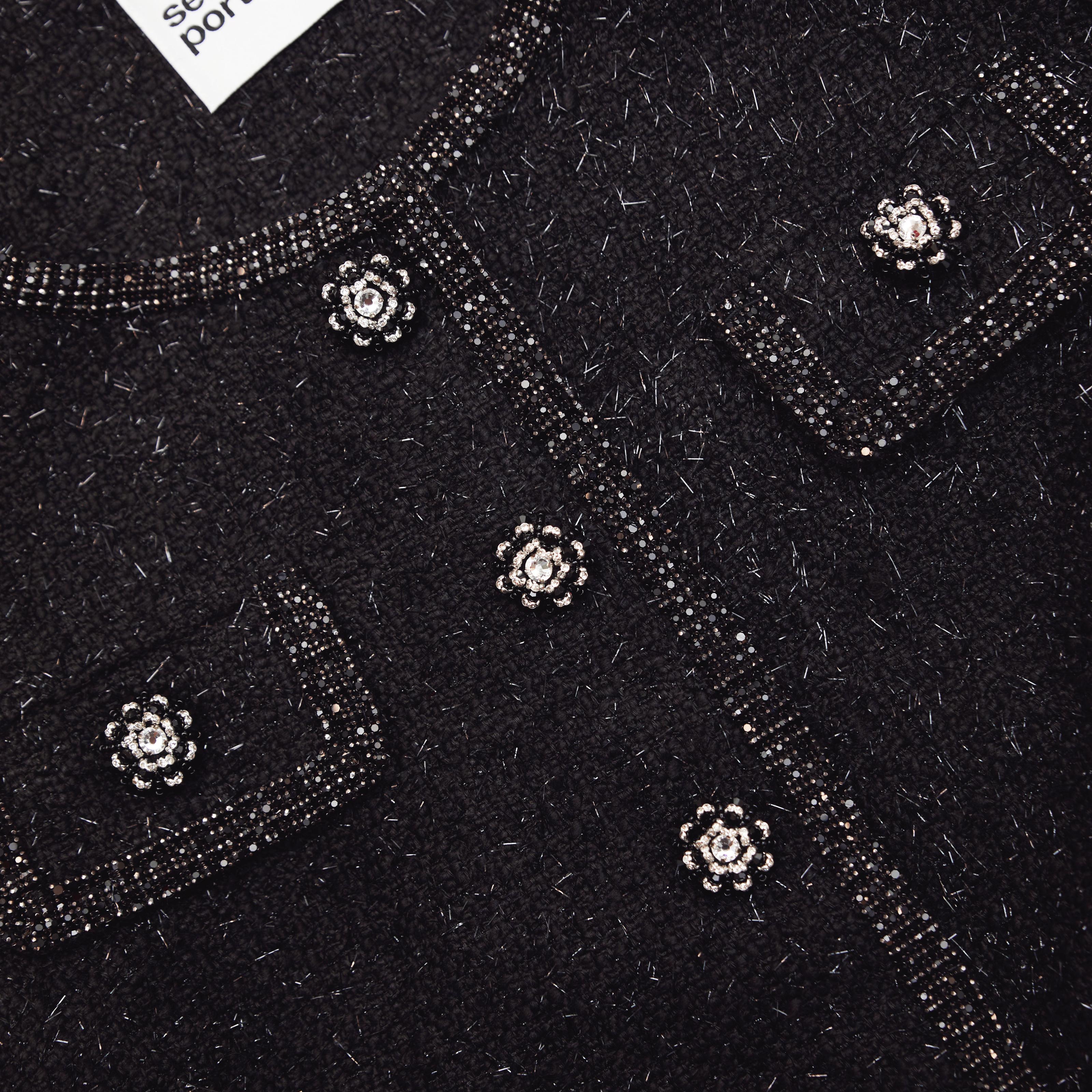 Black Boucle Trimmed Jacket – self-portrait-US