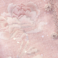 Pink Hand Embroidered Peony Boucle Jacket