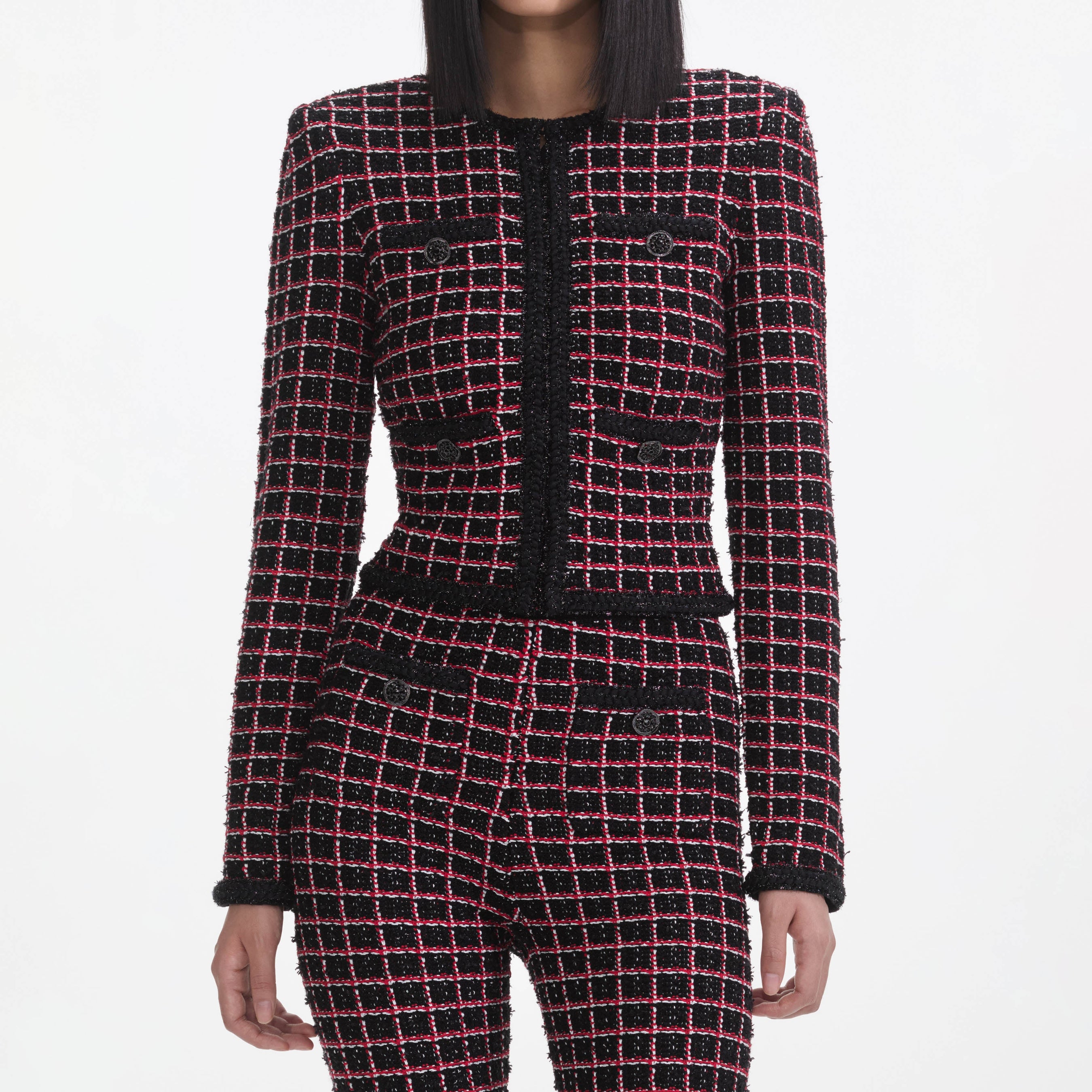 Black And Red Check Cardigan