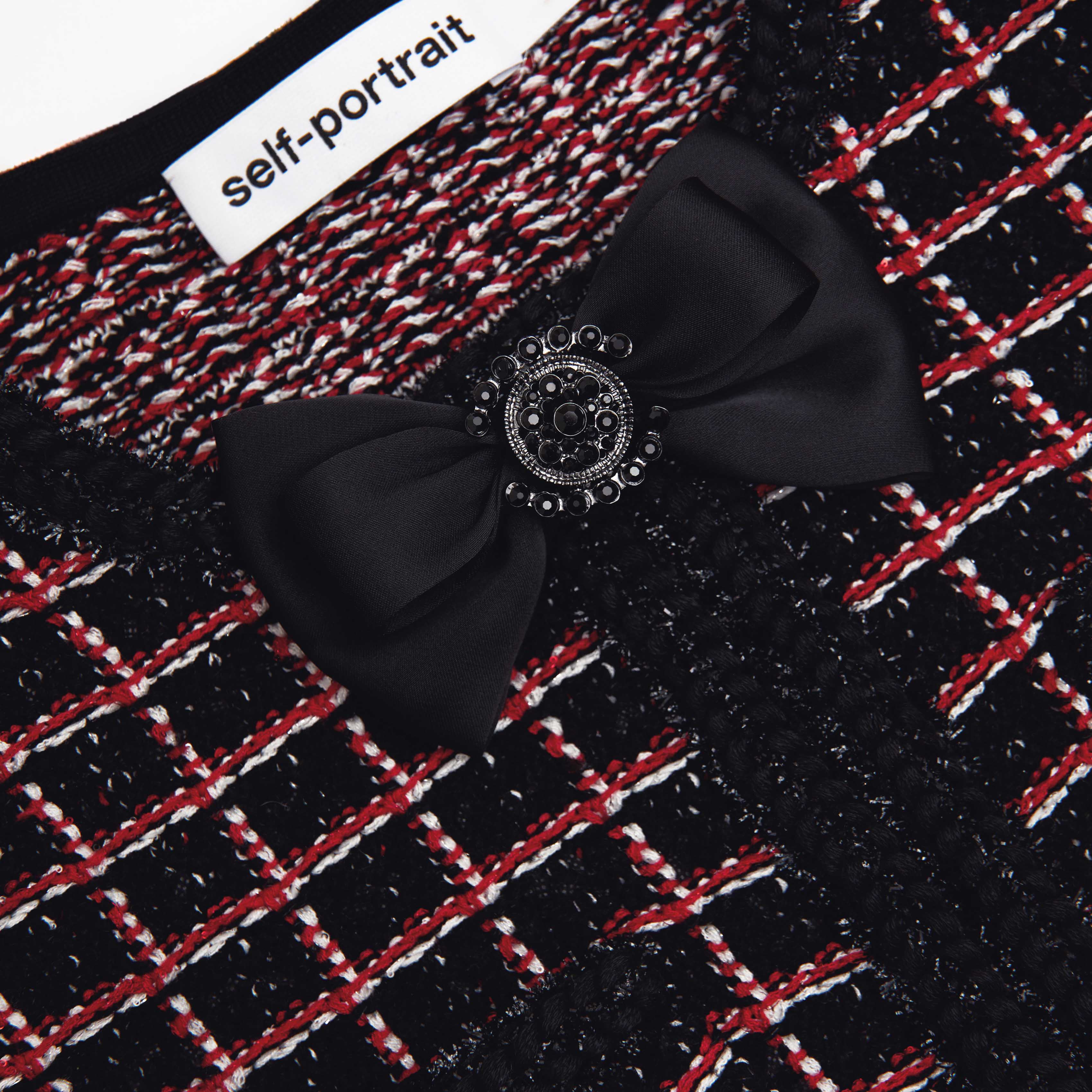 Black And Red Check Knit Mini Dress – self-portrait-US