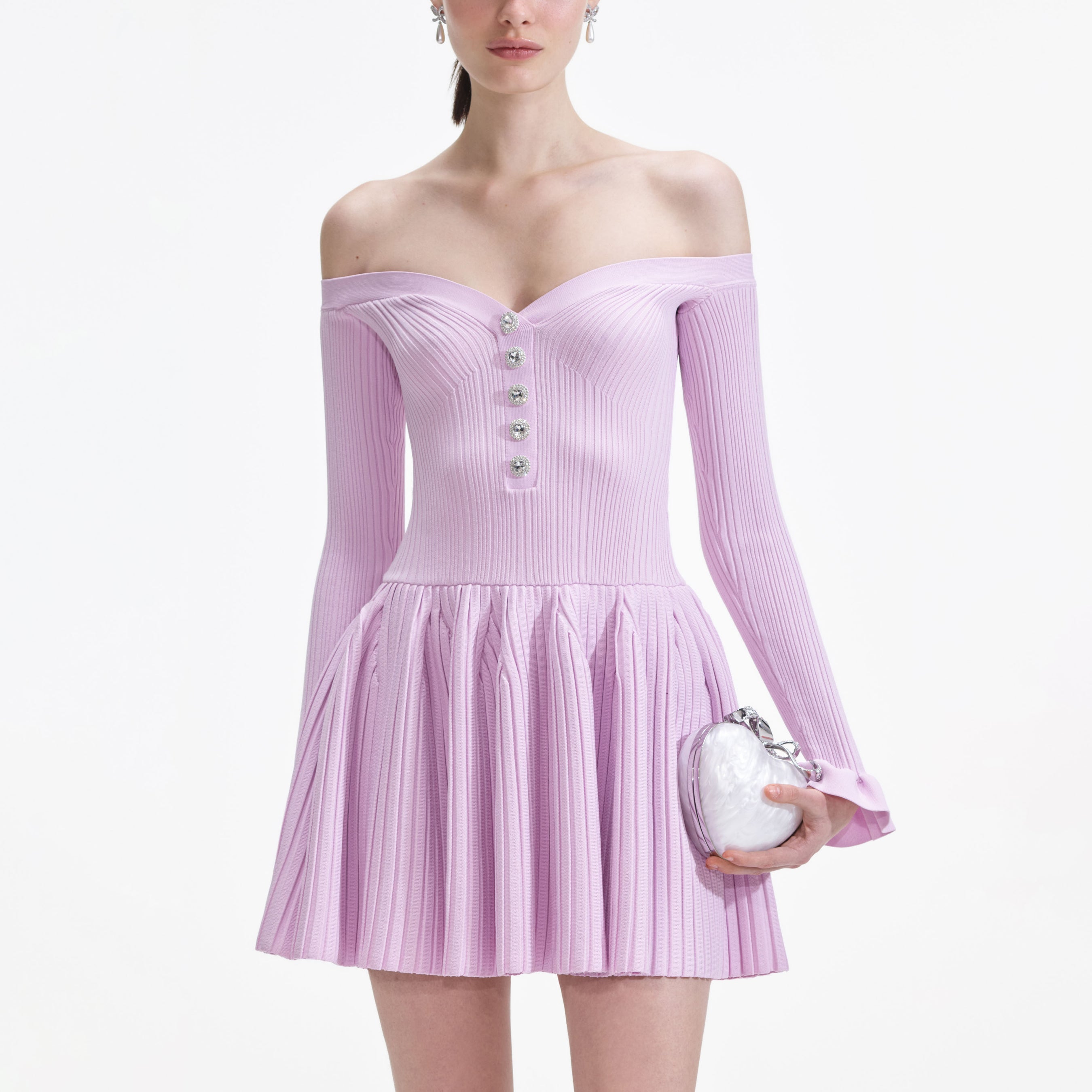 Pink Ribbed Knit Mini Dress