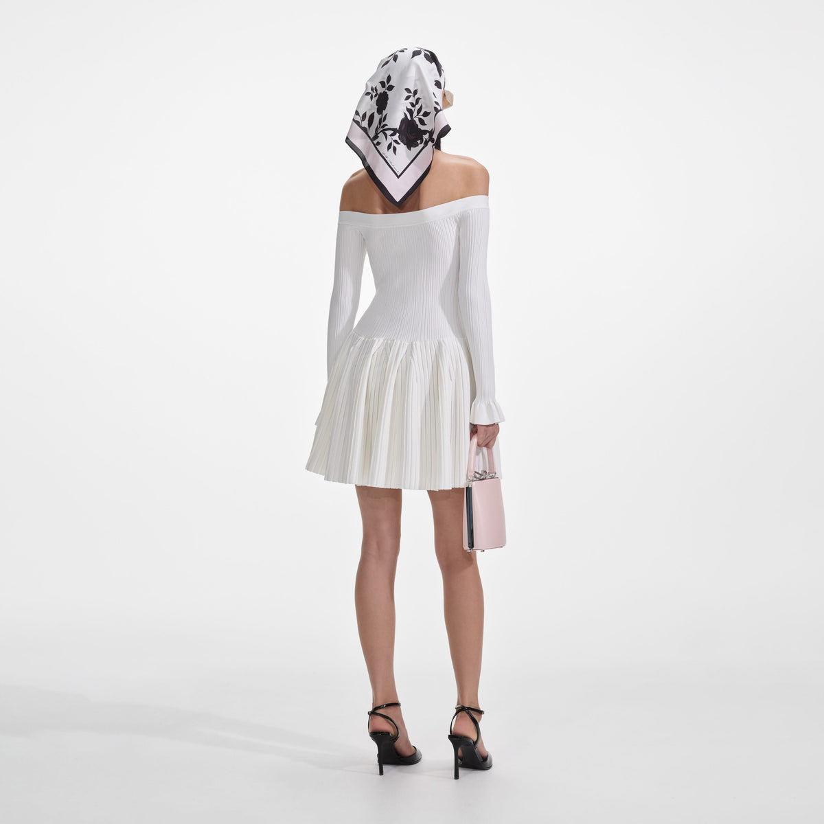 Self-portrait - White Ribbed Knit Mini Dress