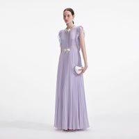 Lilac Chiffon Ruffle Maxi Dress