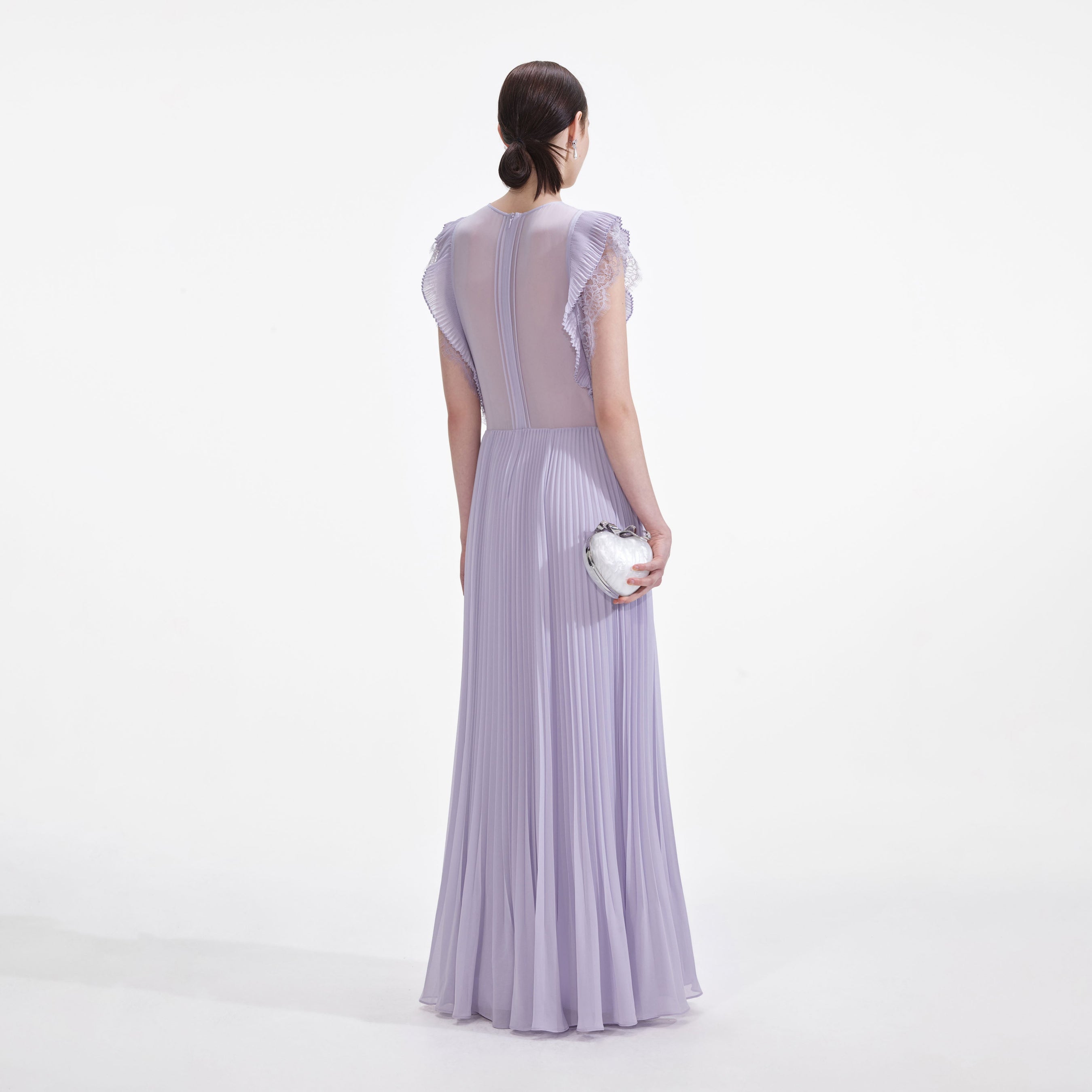 Lilac Chiffon Ruffle Maxi Dress