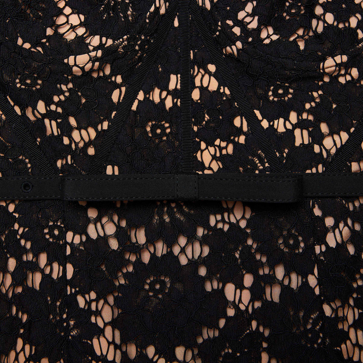 self portrait black fine lace midi dress Self-Portrait Fine Lace Midi Dress In Black