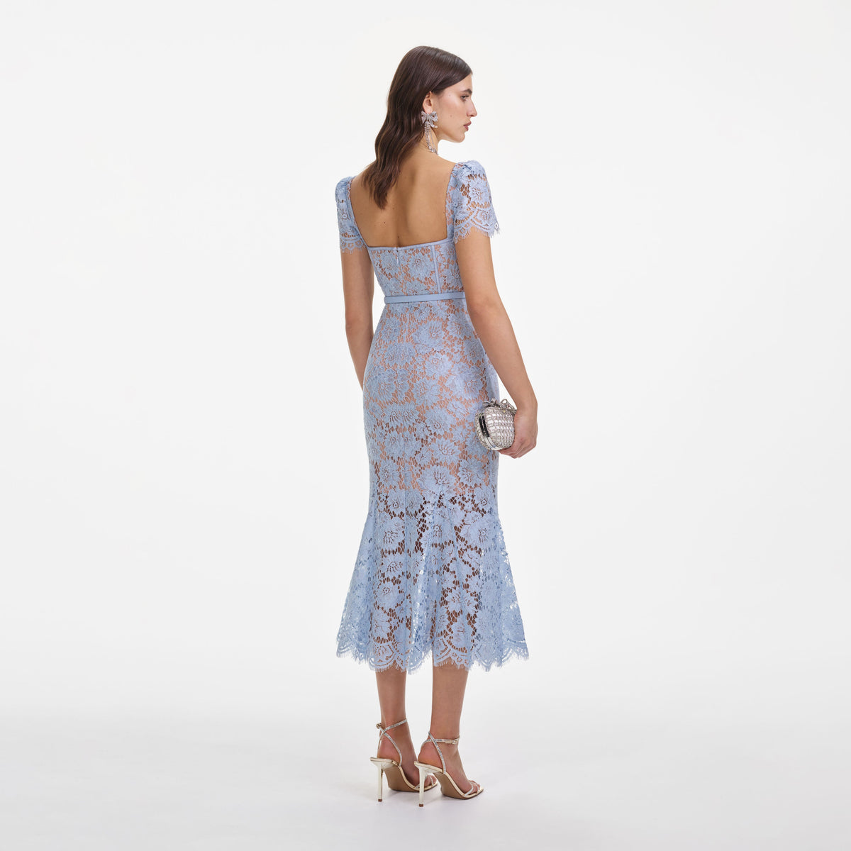 nordstrom blue lace dress Self Portrait Blue Lace Dress Nordstrom Self-Portrait 'Navy Guipure Lace  Midi' Dress Blue UK 16
