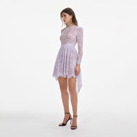 Lilac Lace Satin Mini Dress