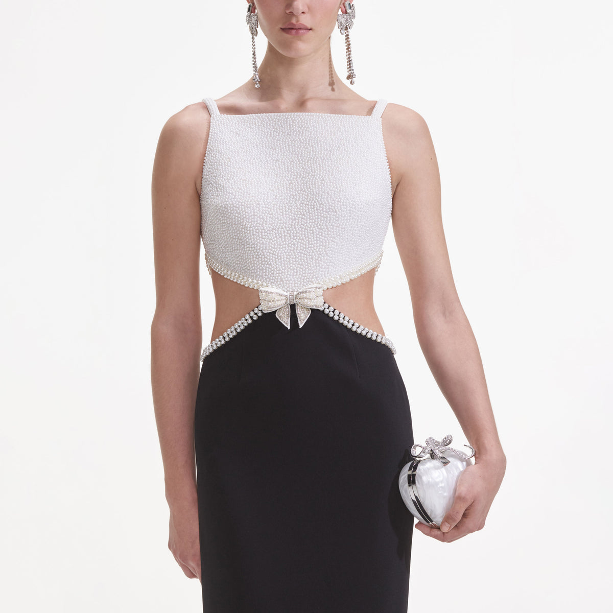 Black And White Crepe Maxi Dress self-portrait-US Black And White Crepe Maxi Dress self-portrait-US